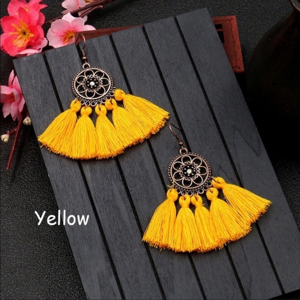 Bohemian tassel dreamcatcher tribal dangle earring